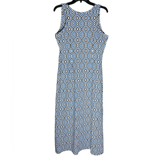J McLaughlin Catalina Cloth Dress Womens Medium Sleeveless Midi Geo Print Blue - Picture 2 of 5